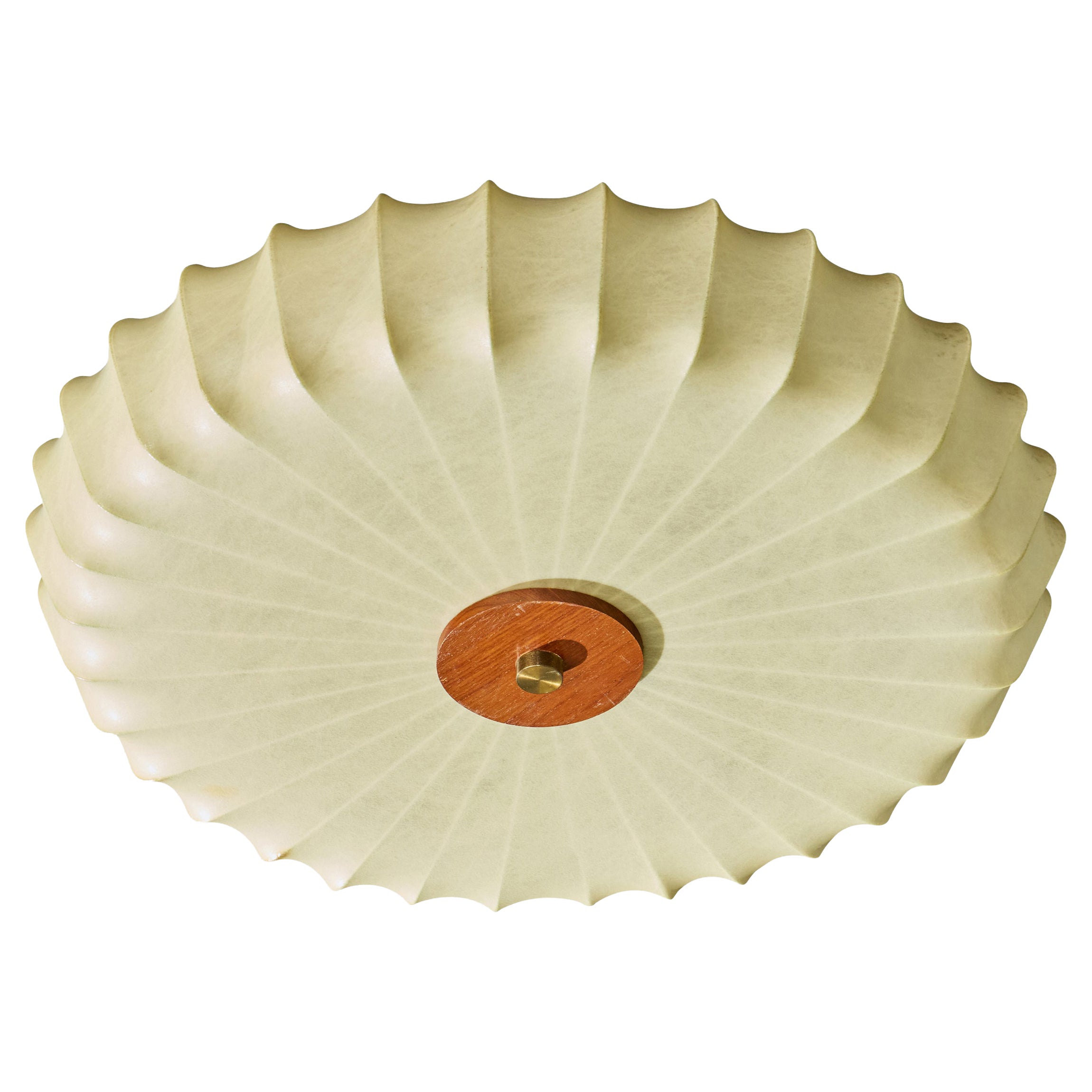 Goldkant, Flush Mount, Resin, Teak, Brass, Germany, 1960s For Sale