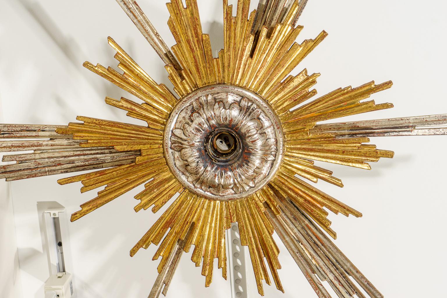 Belgian Goldleaf and Silverleaf Starburst Chandelier