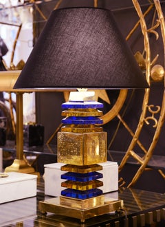 Gold'n Blue Murano Set of 2 Table Lamp