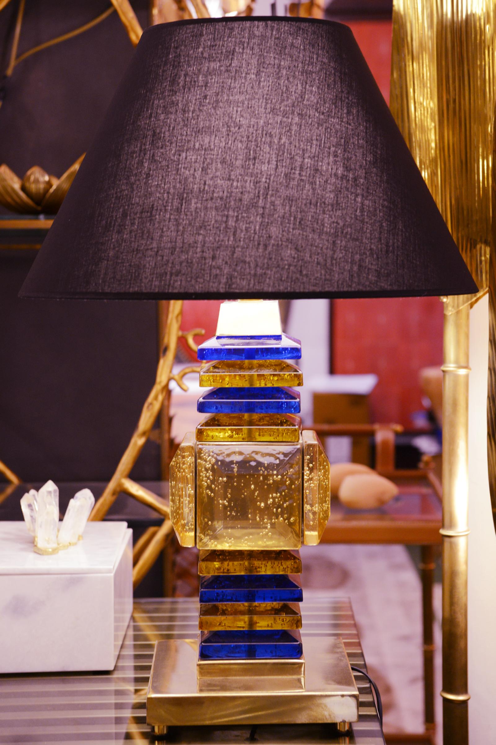 blue and gold lamps