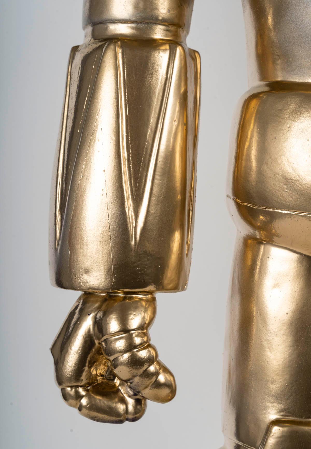 Goldorak Sculpture in Painted Resin, Gold Colour, 20th Century, Modern Art. In Good Condition In Saint-Ouen, FR