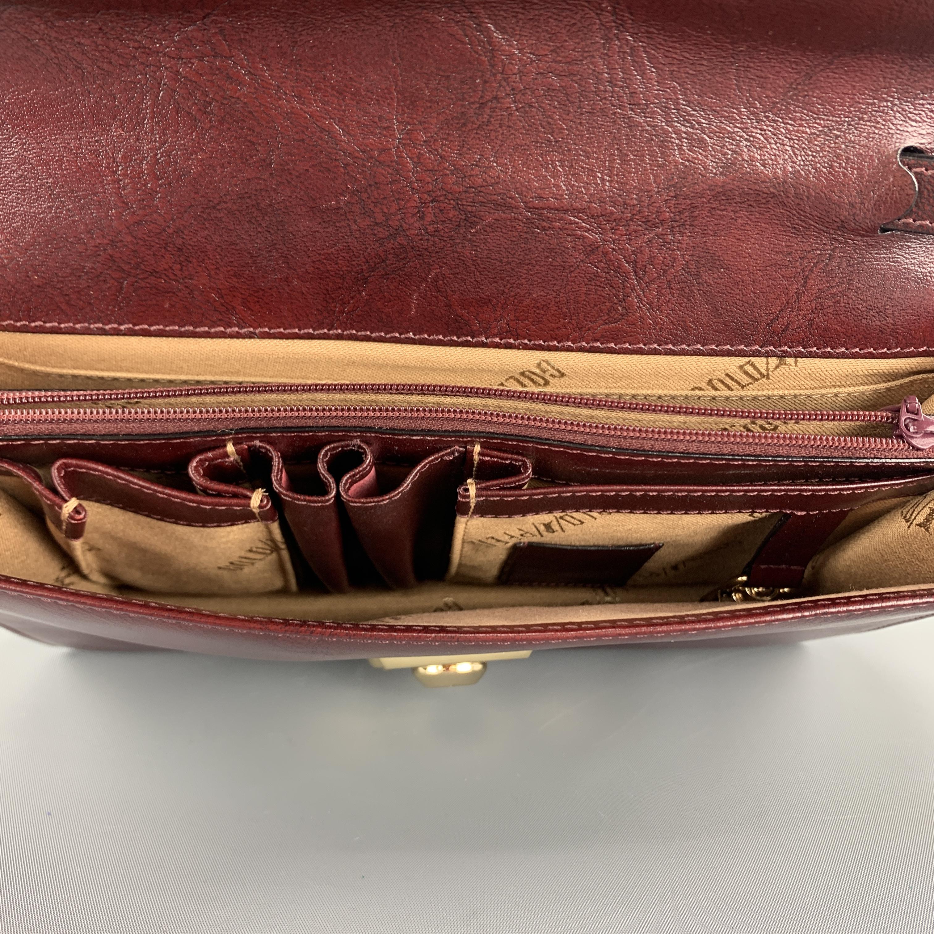 Men's GOLDPFEIL Solid Burgundy Leather Mini Briefcase Clutch Bag