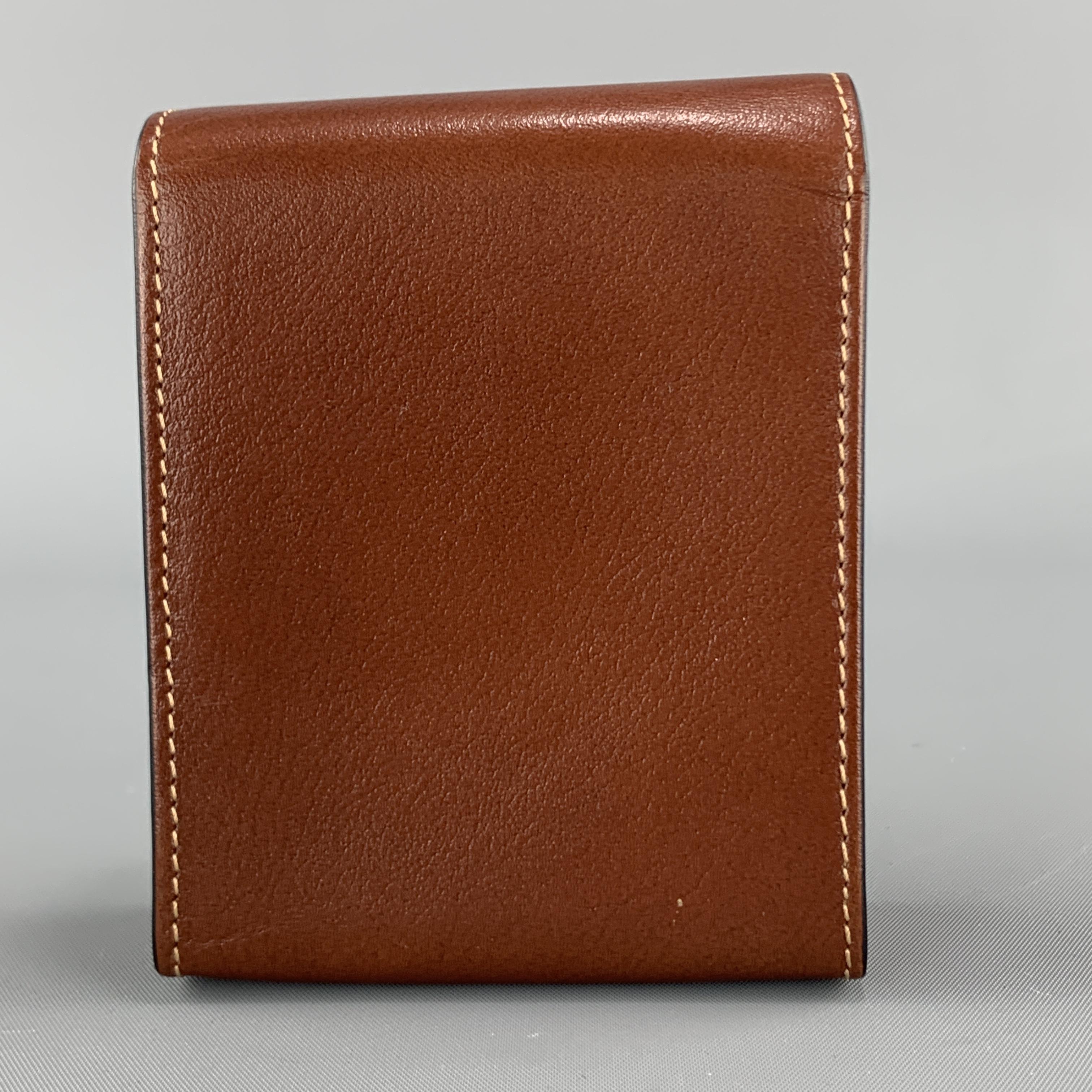 GOLDPFEIL Tan Brown Leather Magnetic Flap Case In Excellent Condition In San Francisco, CA