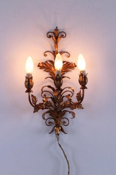 Goldplate Wall Lamp by Hans Kögl, Steel & Gold Plate, 1960 Germany