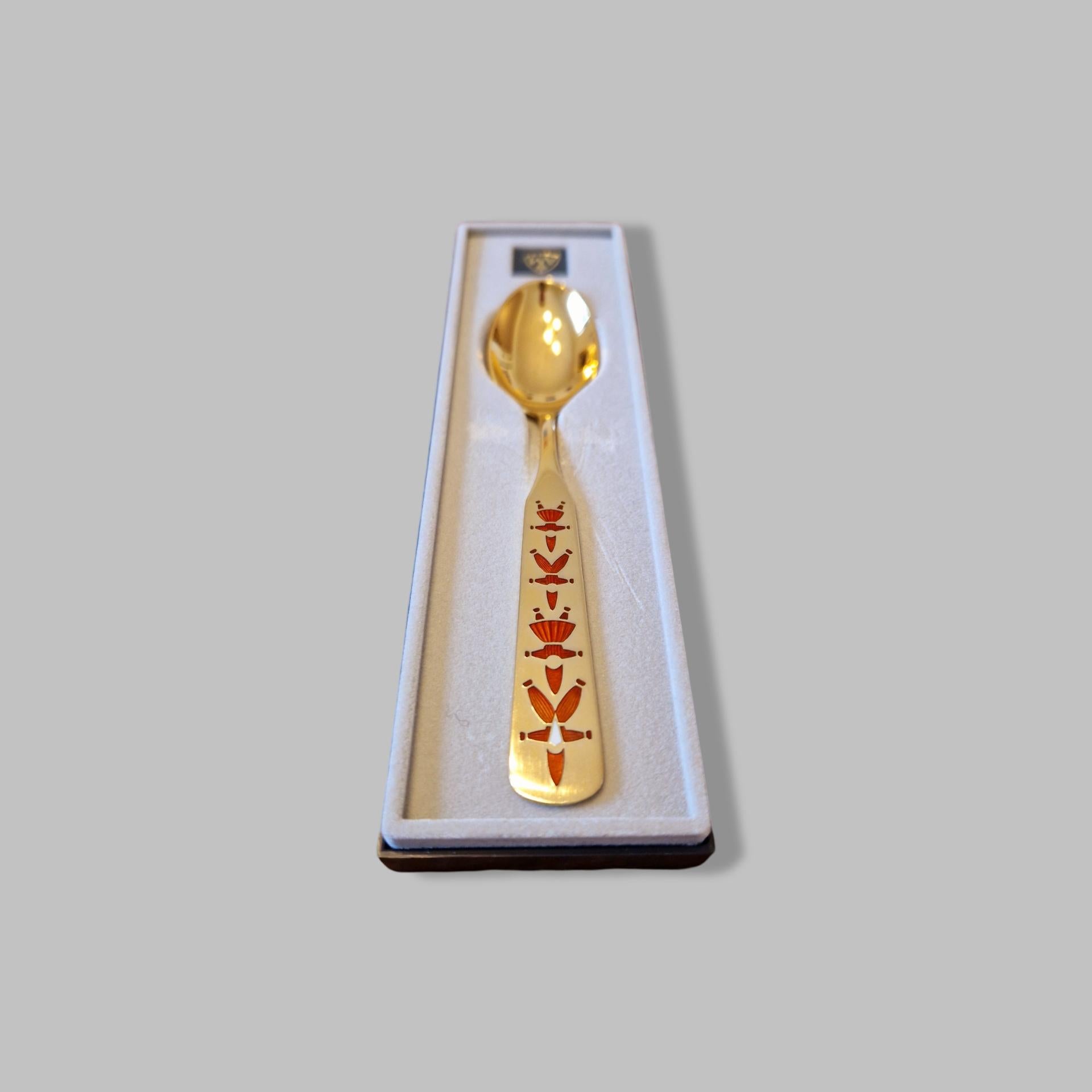 Tenedor de Navidad de plata maciza dorada, 1957, de A. Michelsen Plata esterlina en venta
