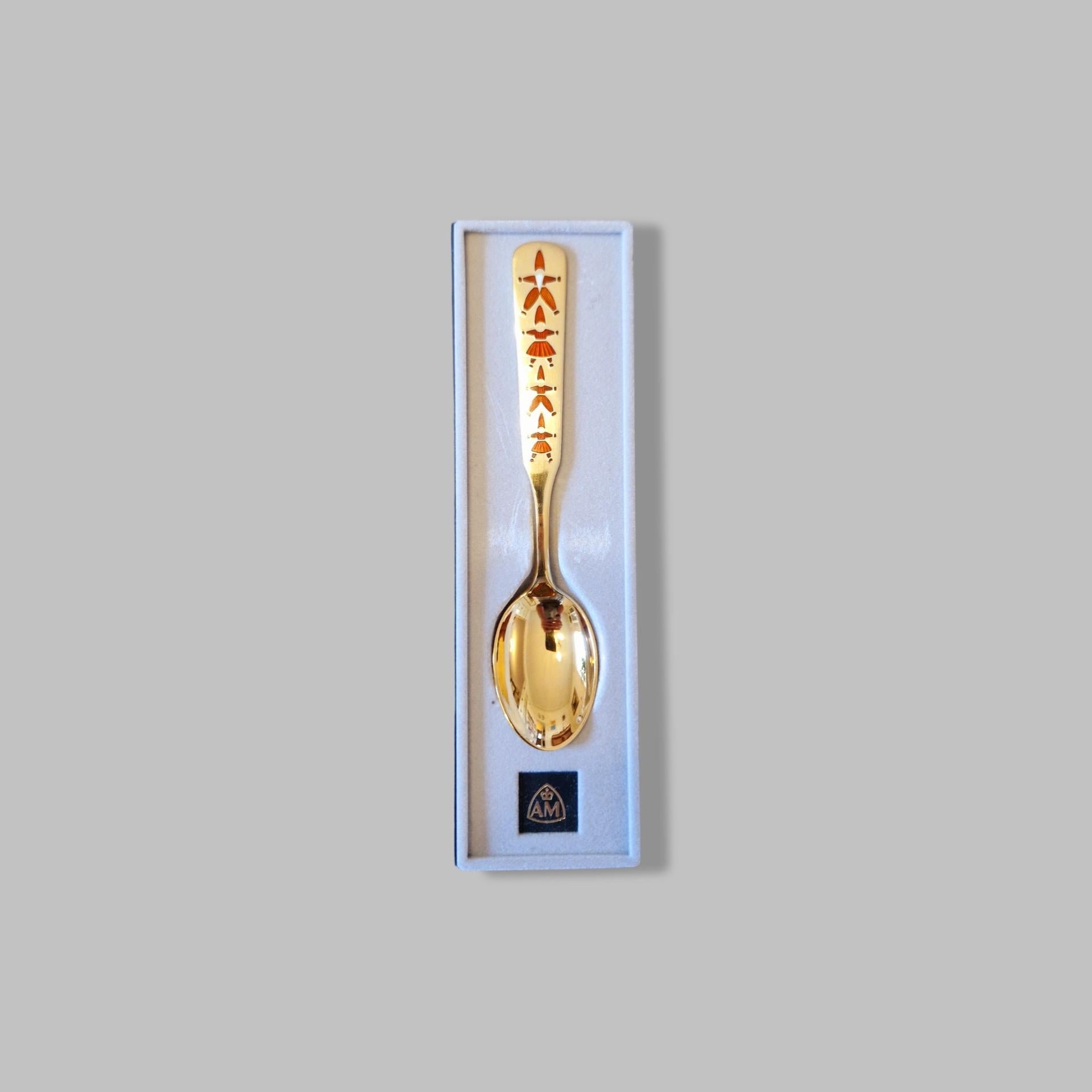Tenedor de Navidad de plata maciza dorada, 1957, de A. Michelsen en venta 2