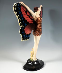 Goldscheider Art Déco Dancer In Butterfly Costume, Karl Sailer, Vienna, ca 1930