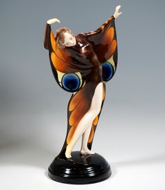 Goldscheider Art Déco Dancer in Butterfly Costume, Lorenzl, Vienna, Ca 1930