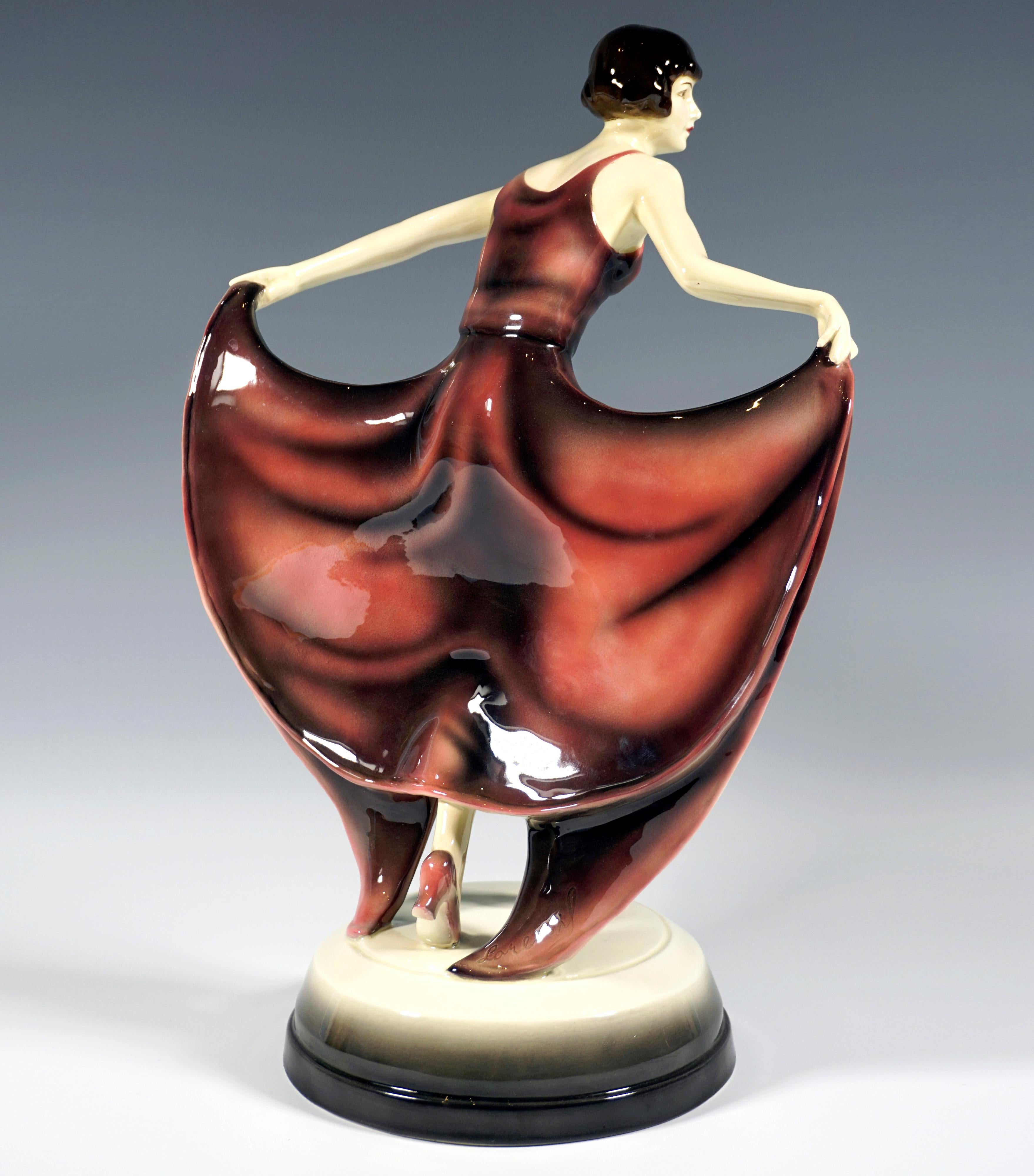 Art Deco Goldscheider Art Déco Dancer In Butterfly Dress, by Josef Lorenzl, Around 1928