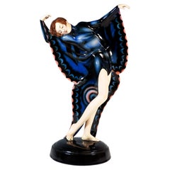 Goldscheider Art Déco Dancer in Butterfly Dress, by Josef Lorenzl, circa 1930