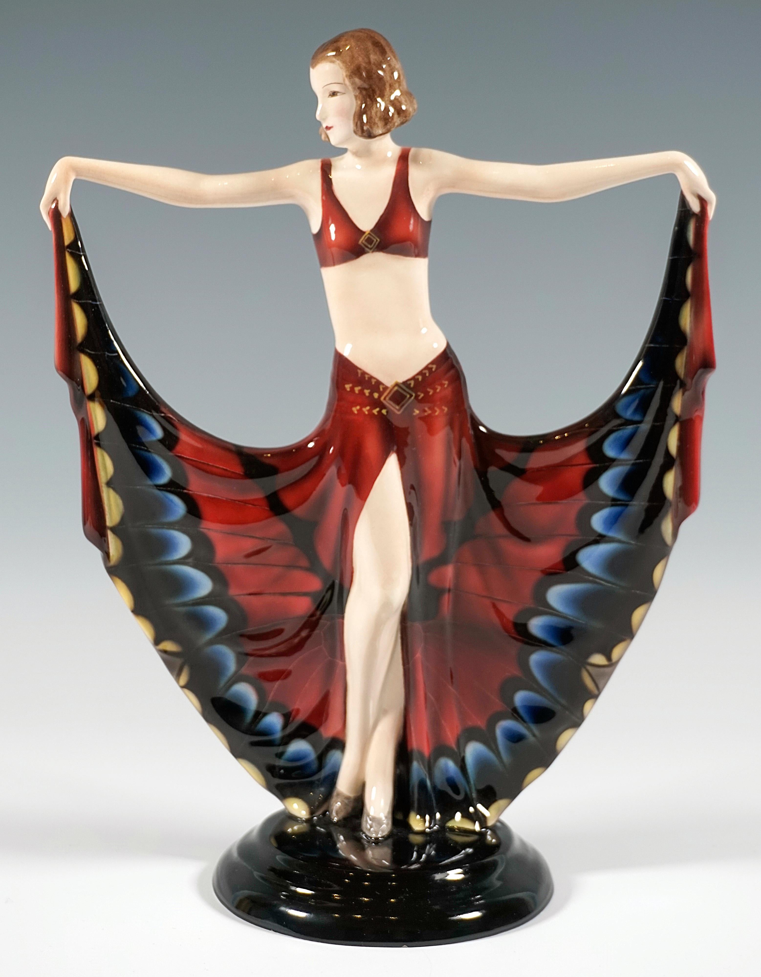 Fait main Danseuse Art déco en jupe papillon, par Josef Lorenzl, vers 1931 en vente