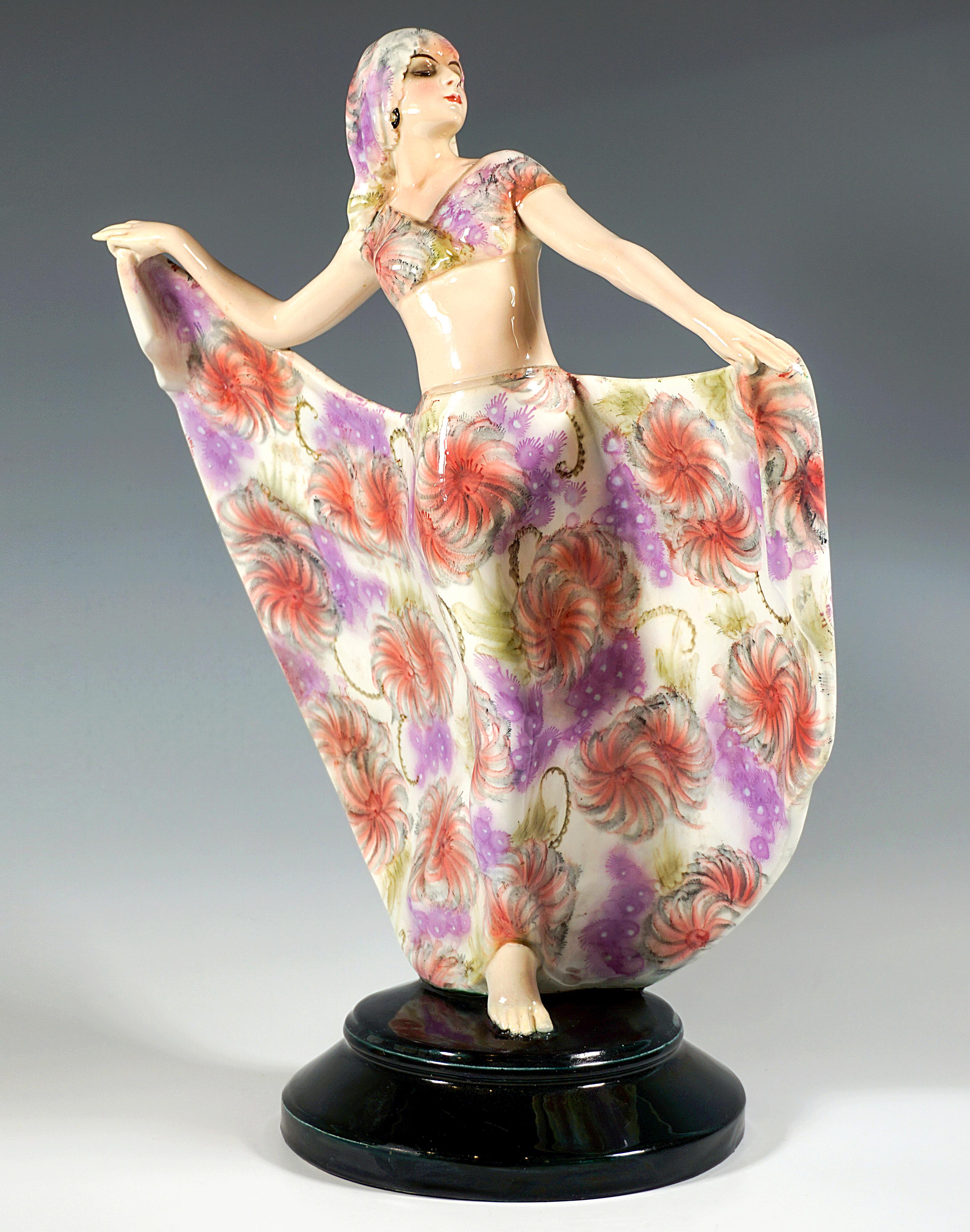 Austrian Goldscheider Art Déco Dancer In Oriental Costume, By Josef Lorenzl, Circa 1923 For Sale
