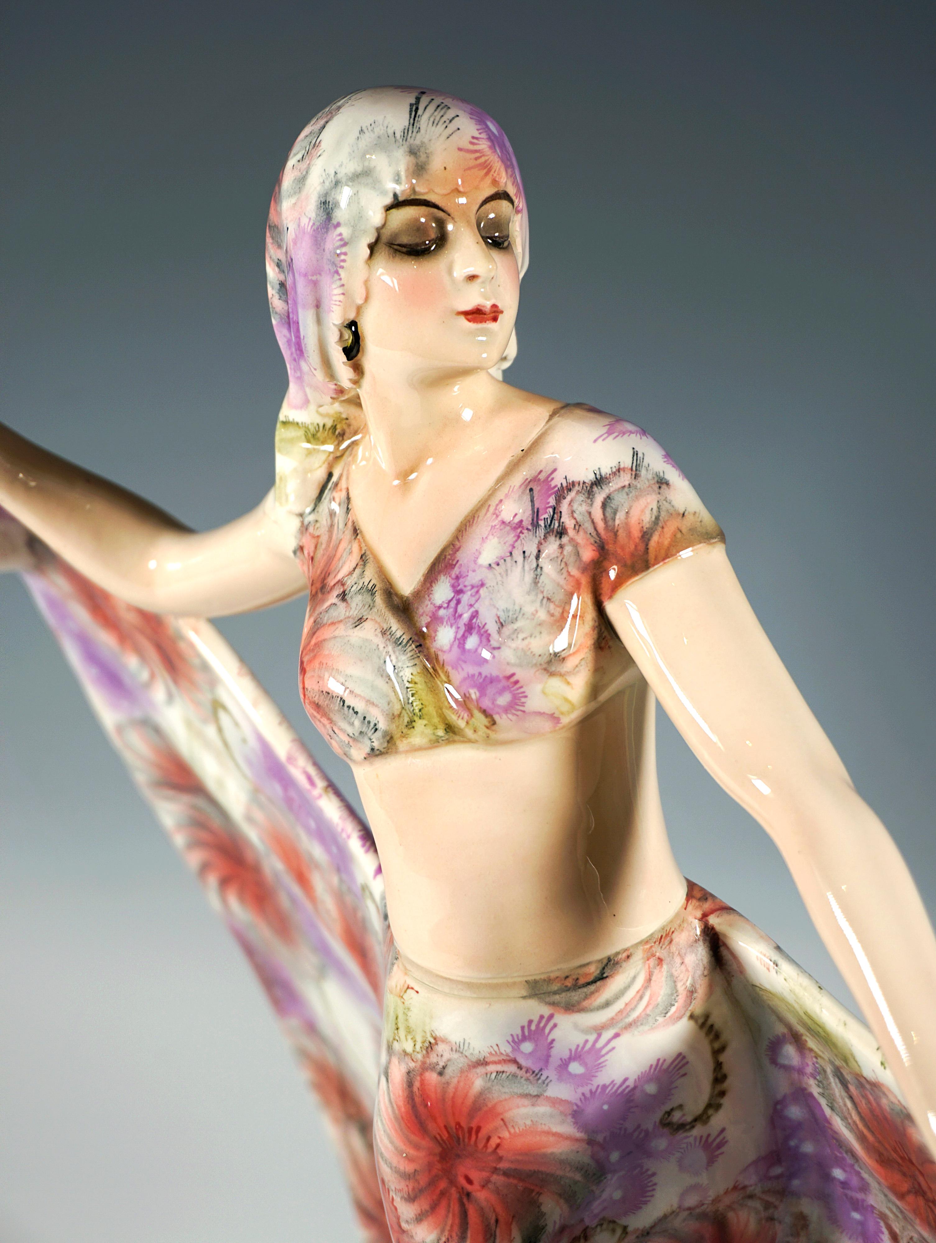 Hand-Crafted Goldscheider Art Déco Dancer In Oriental Costume, By Josef Lorenzl, Circa 1923 For Sale