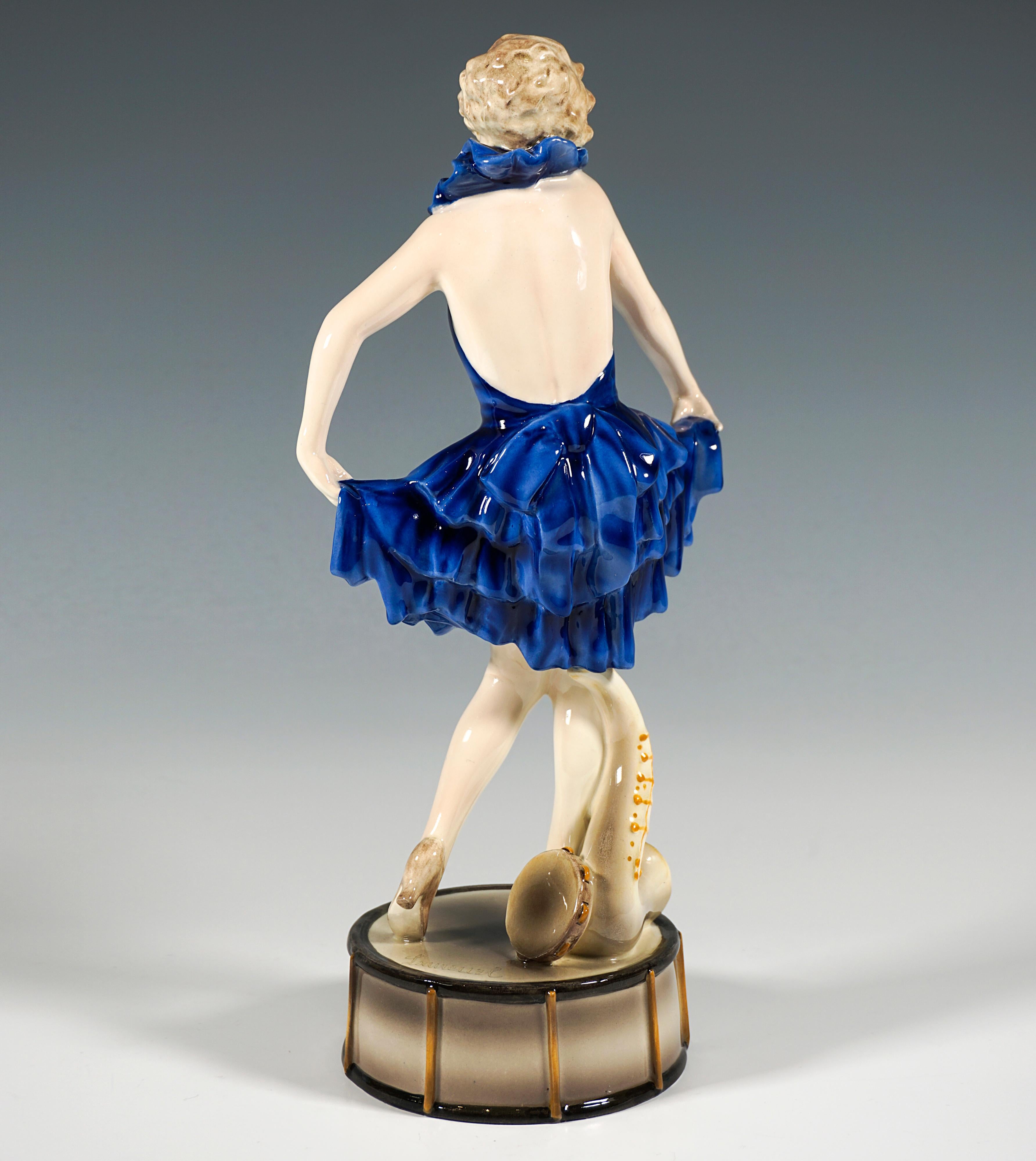 Art Deco Goldscheider Art Déco Dancer Posing On Drum, by Josef Lorenzl, Around 1926 For Sale