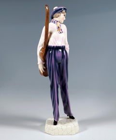 Goldscheider Art Déco Figure 'Daisy' Young Lady with Guitar, Stephan Dakon, 1930