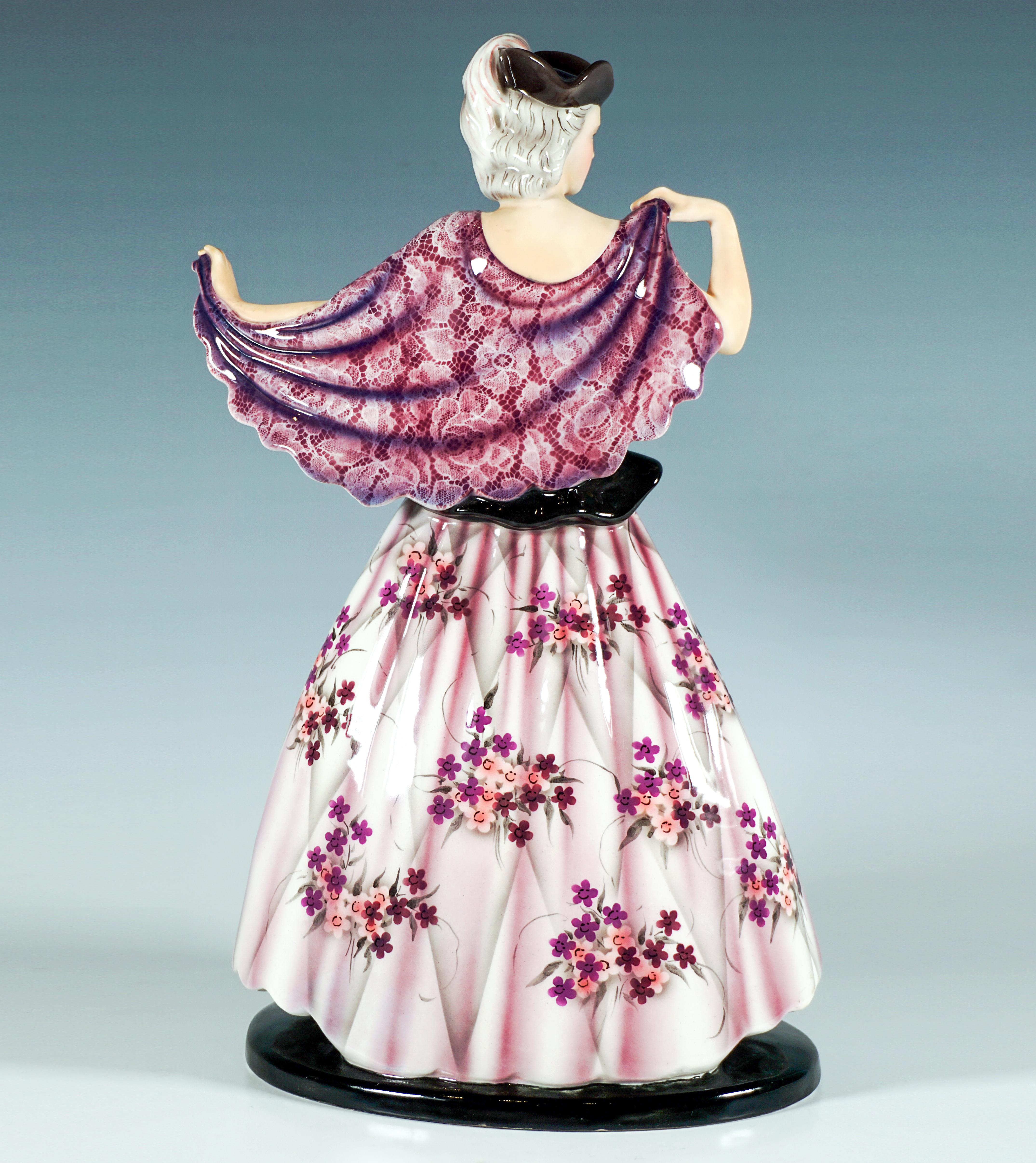 Goldscheider Figura Art Déco Bailarina Con Traje Veneciano, Viena Circa 1939 Art Decó en venta