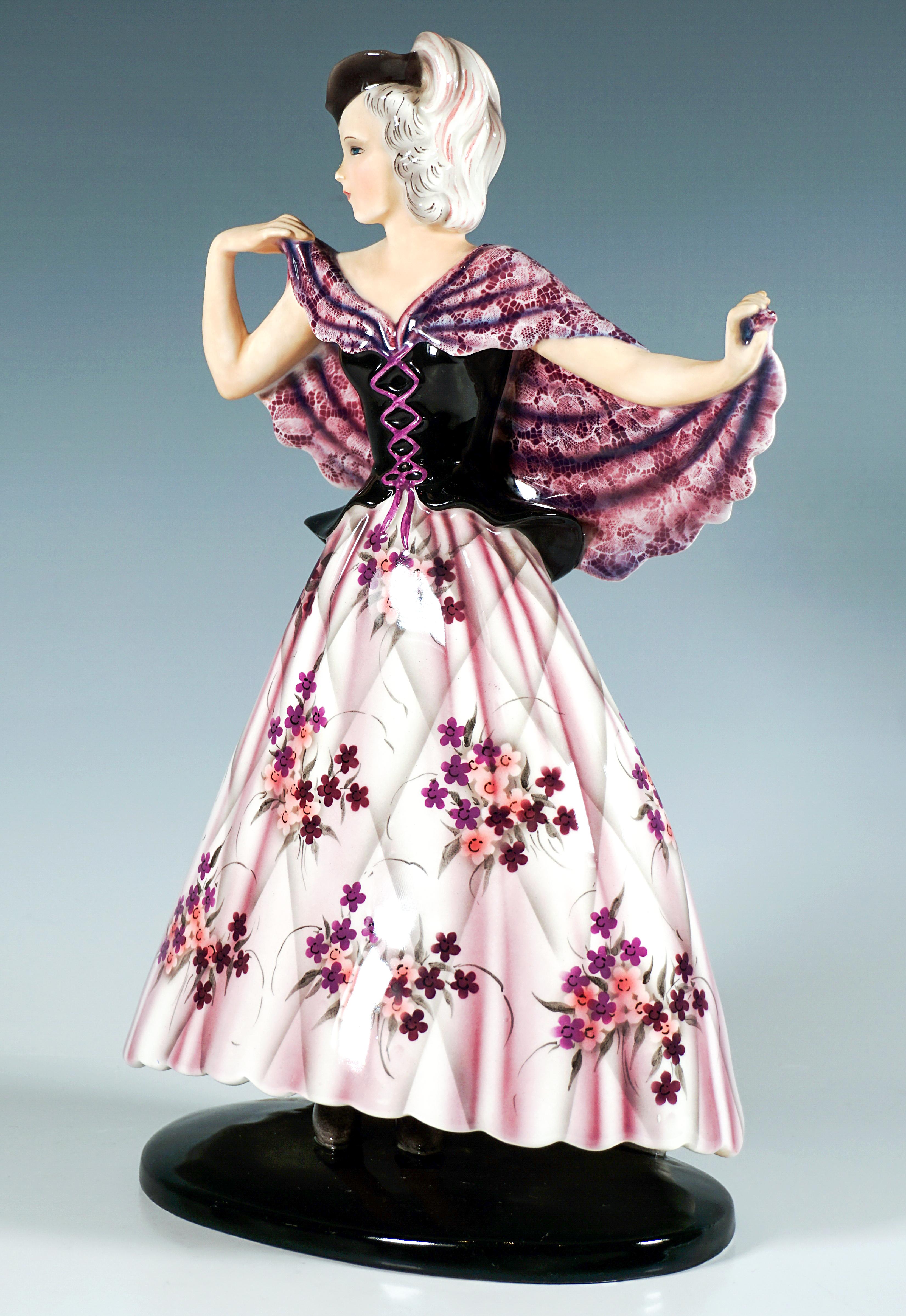 Goldscheider Figura Art Déco Bailarina Con Traje Veneciano, Viena Circa 1939 Austríaco en venta