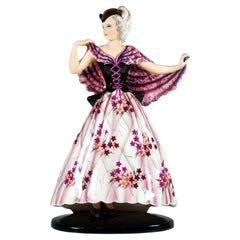 Goldscheider Figura Art Déco Bailarina Con Traje Veneciano, Viena Circa 1939