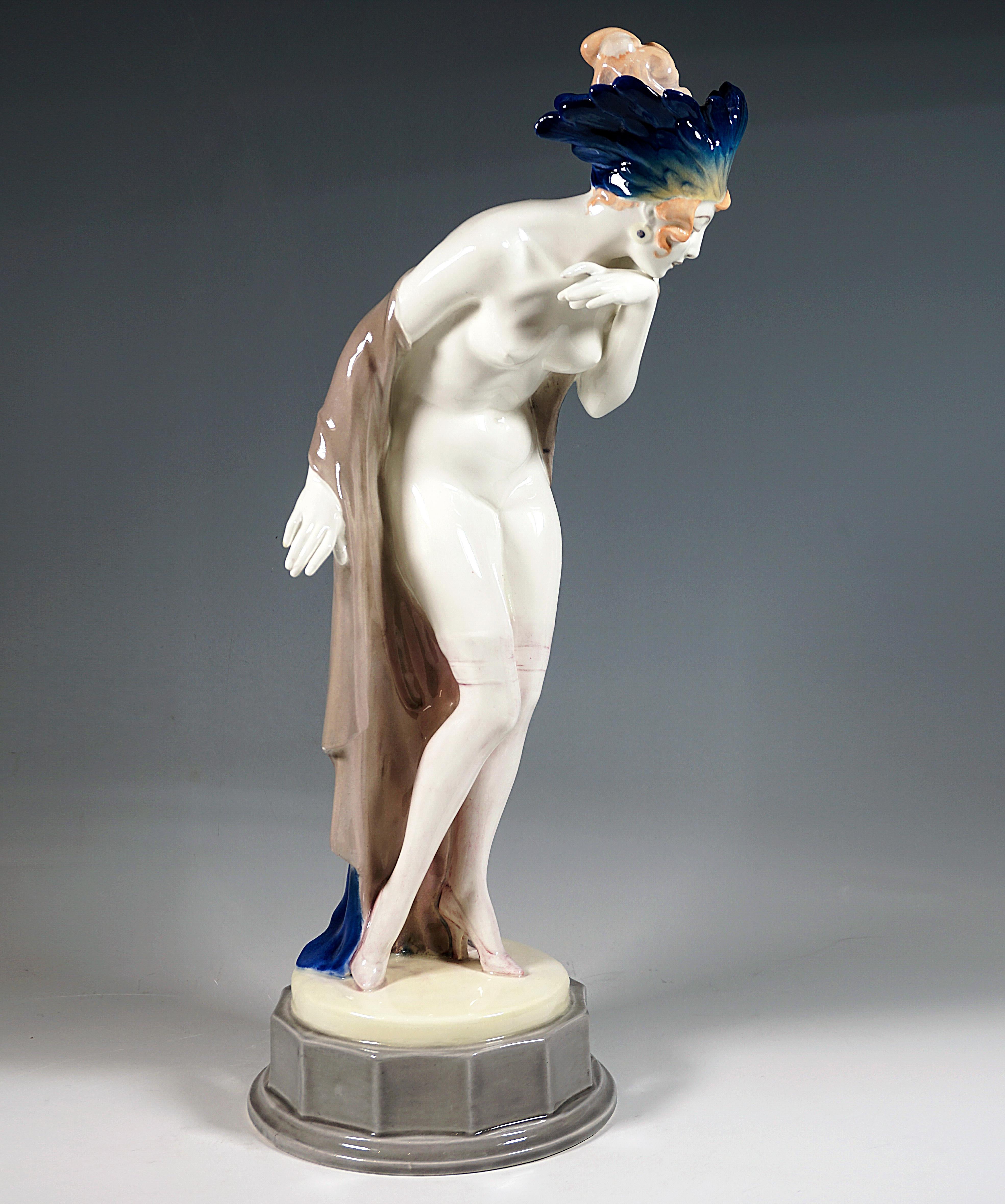 Art Deco Goldscheider Art Déco Figure 'Fascination', Dancer with Headdress by W. Thomasch For Sale