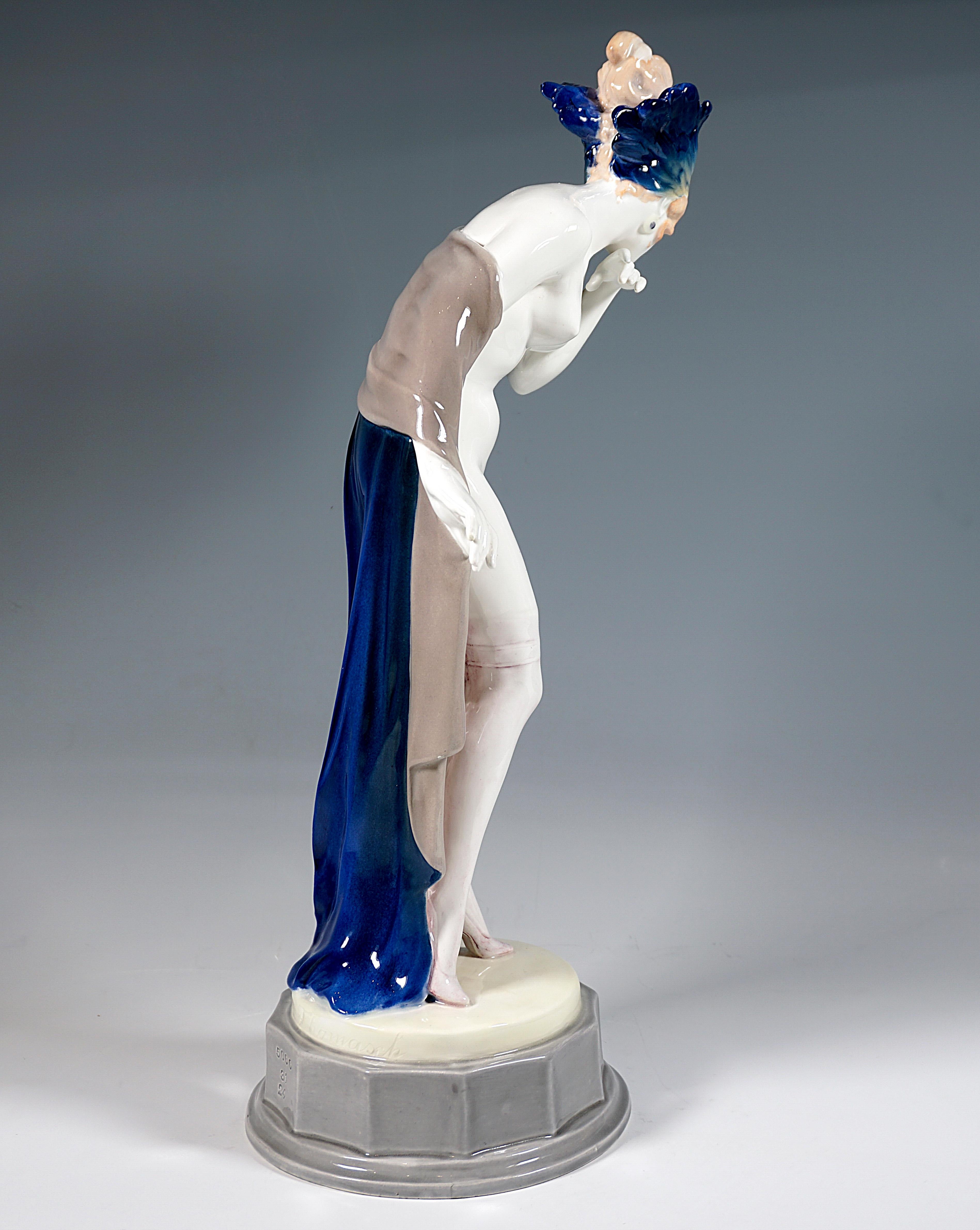Austrian Goldscheider Art Déco Figure 'Fascination', Dancer with Headdress by W. Thomasch For Sale