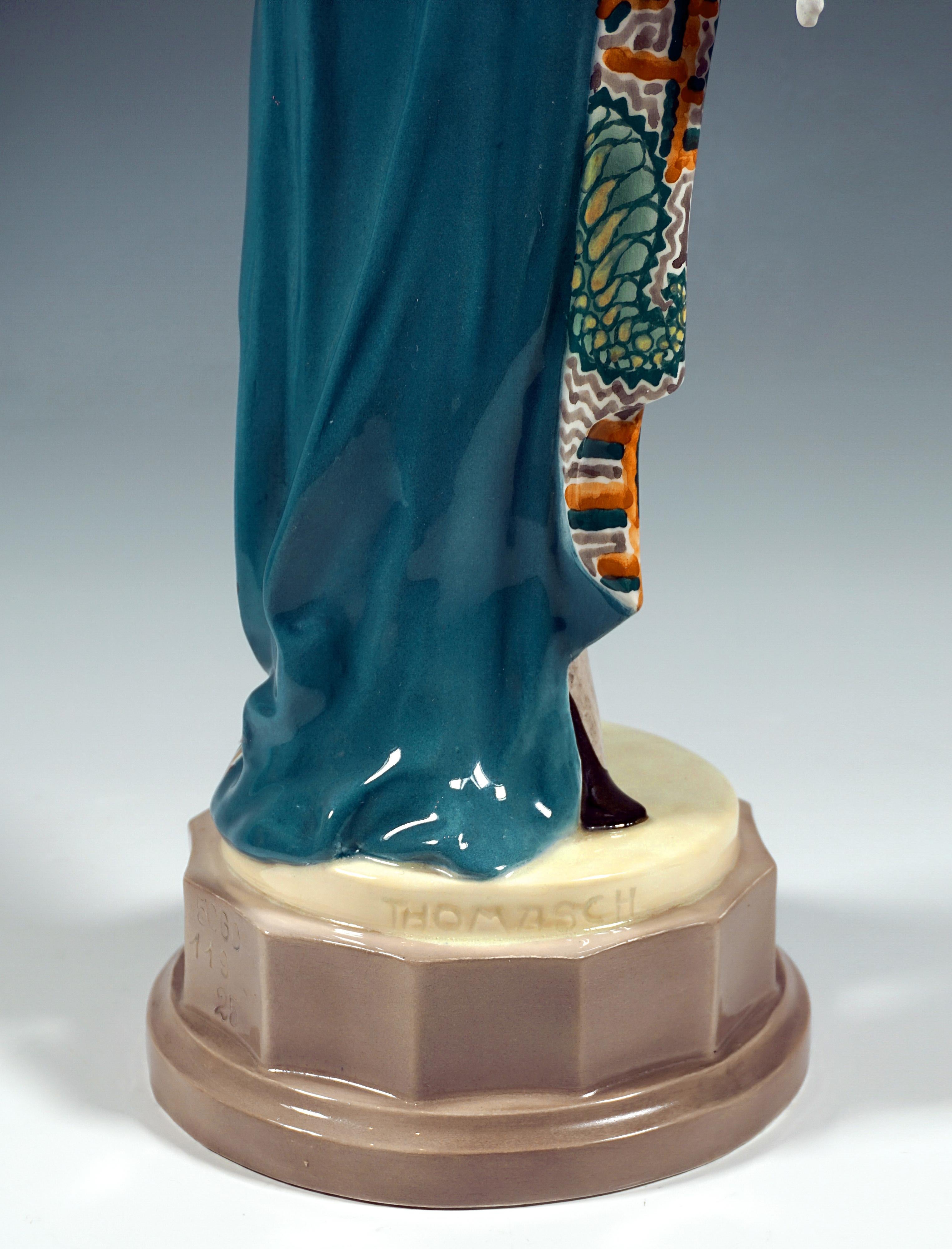 Goldscheider Figura Art Déco 'Fascinación', Bailarina con tocado de W. Thomasch principios del siglo XX en venta