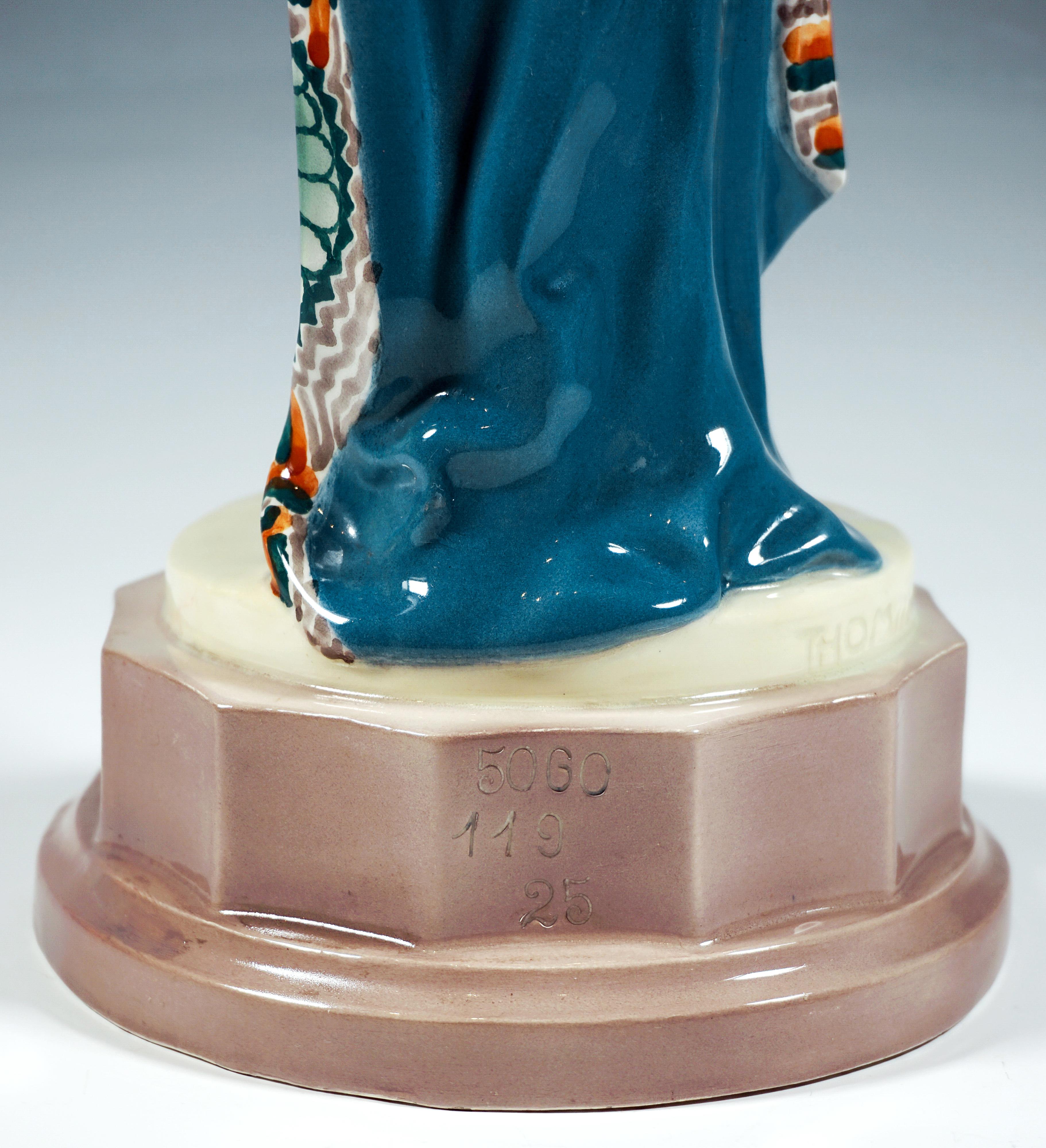 Goldscheider Figura Art Déco 'Fascinación', Bailarina con tocado de W. Thomasch Cerámico en venta
