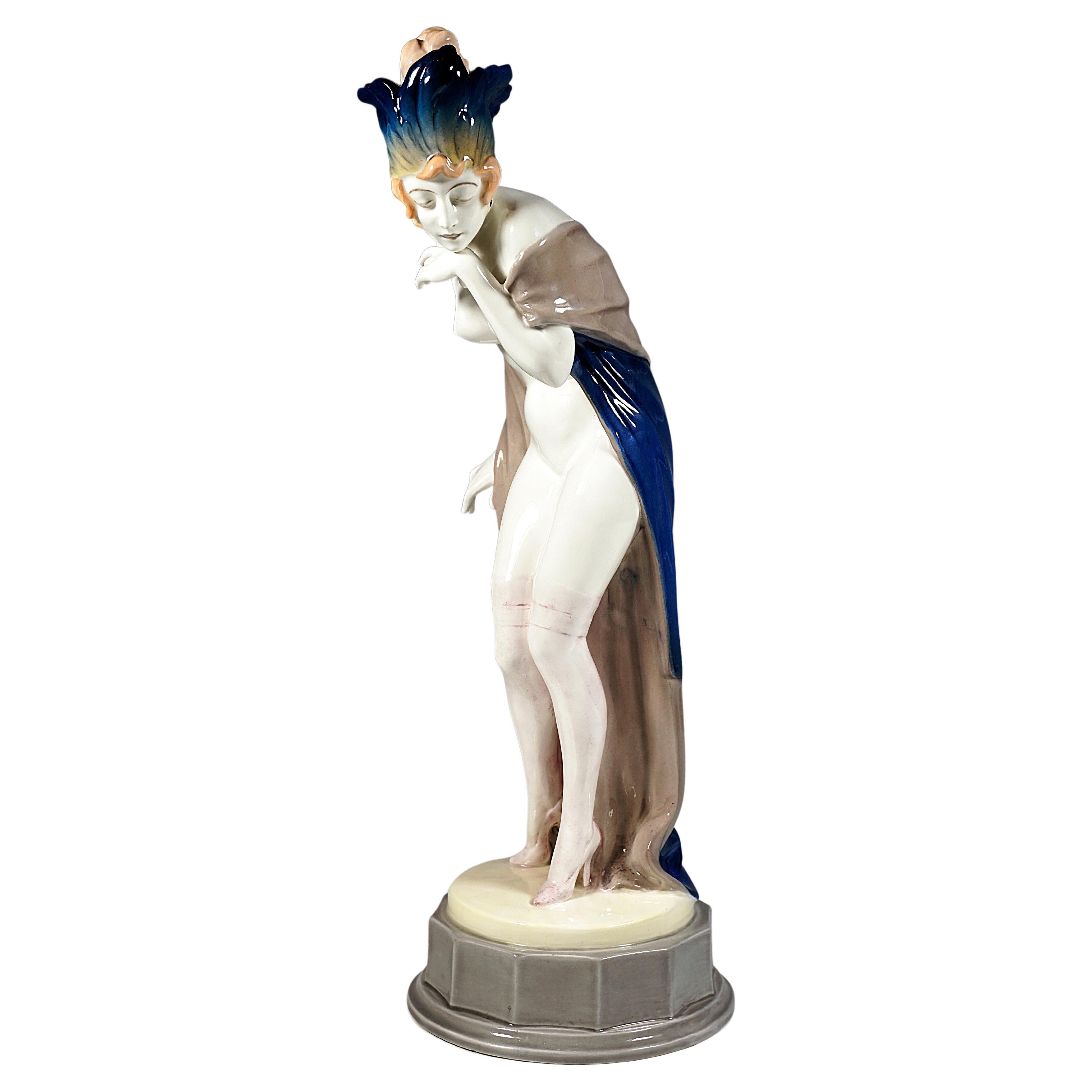 Goldscheider Art Déco Figure 'Fascination', Dancer with Headdress by W. Thomasch For Sale