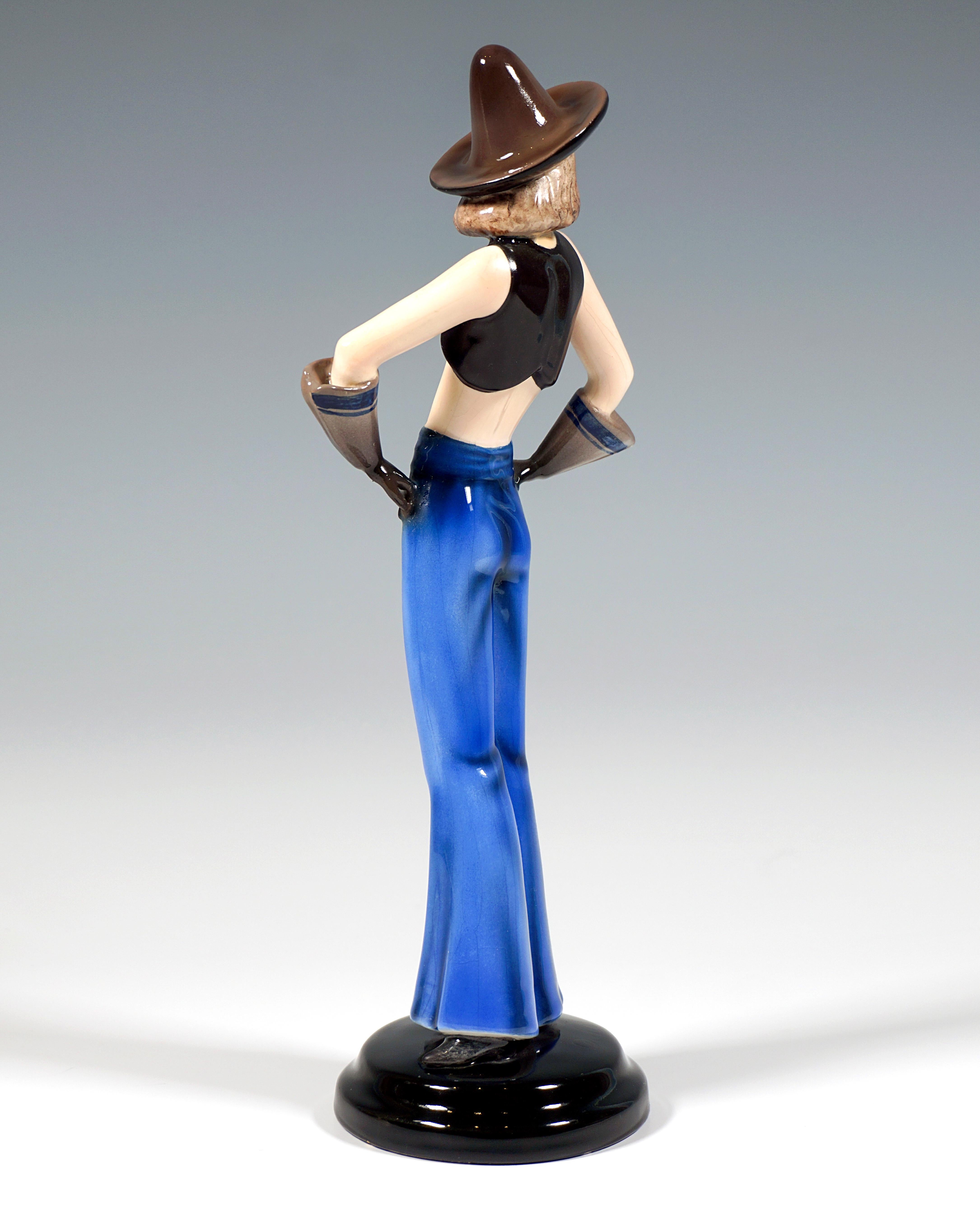 Art Deco Goldscheider Art Déco Figure, Girl With Pointed Hat, by Stephan Dakon, ca 1934 For Sale