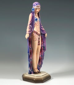 Goldscheider Art Déco Figure, Harem Dancer, by Josef Lorenzl, Around 1930