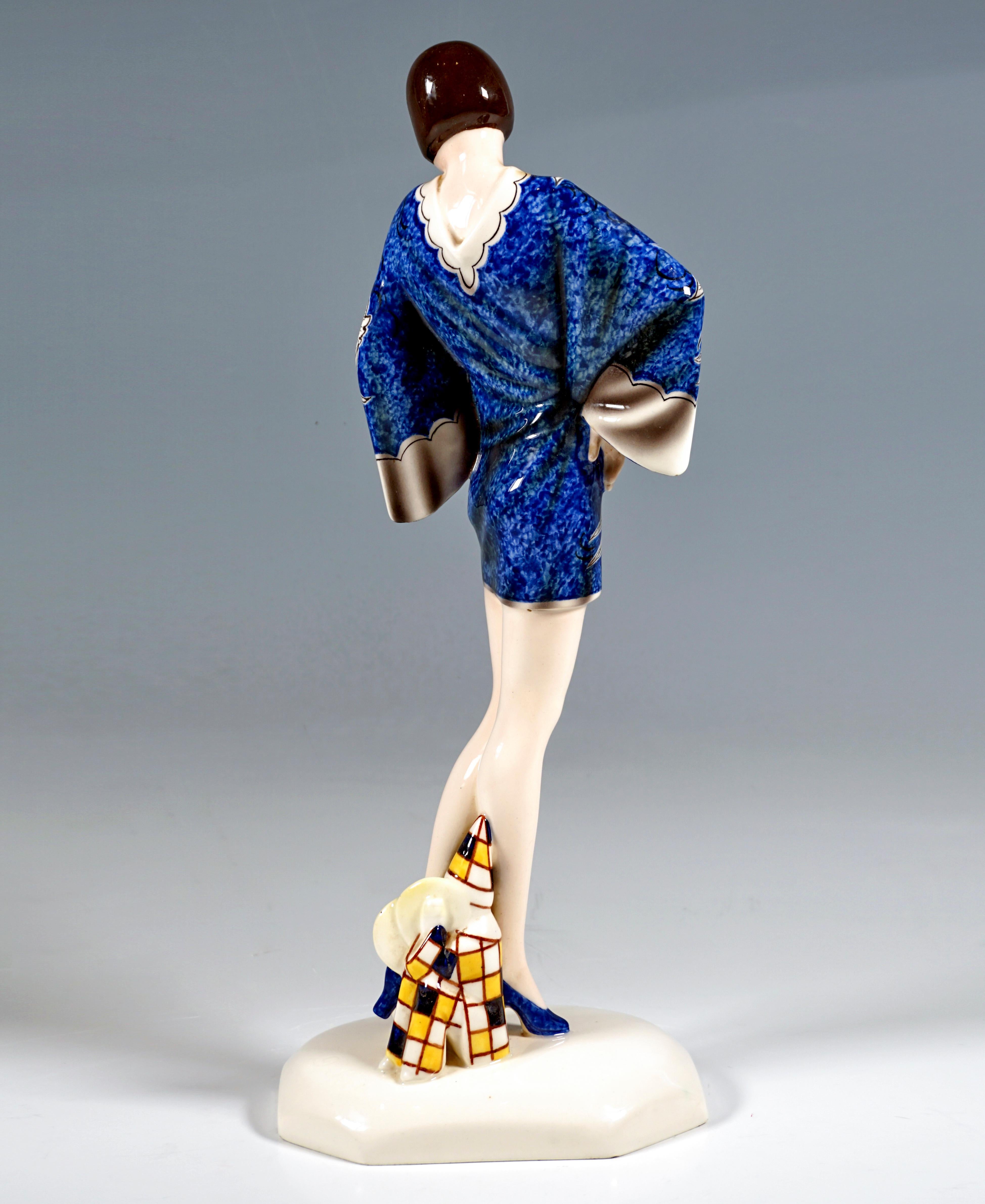 Art Deco Goldscheider Art Déco Figure 'Kimono' Young Lady in Kimono by Stephan Dakon 1930 For Sale