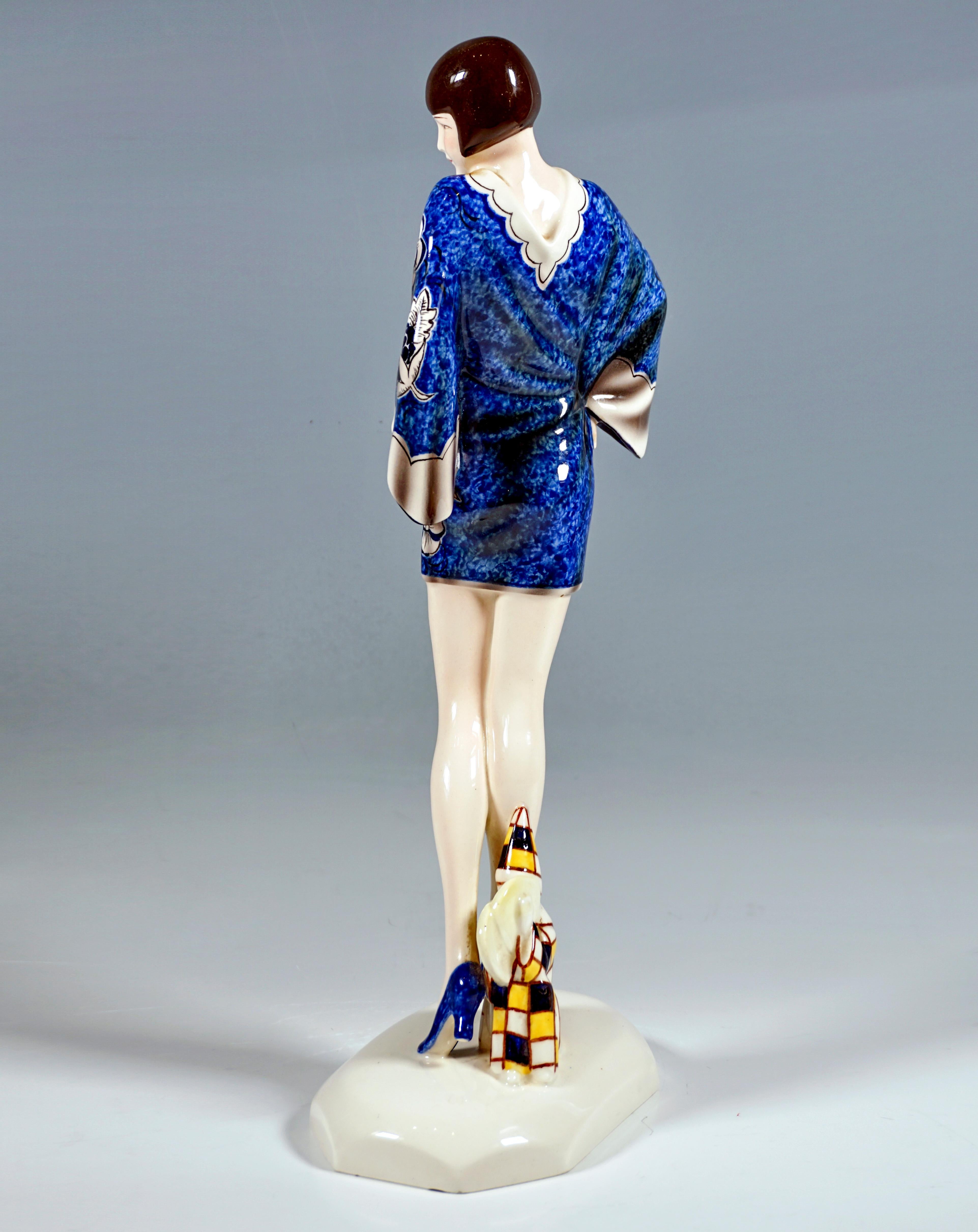 Austrian Goldscheider Art Déco Figure 'Kimono' Young Lady in Kimono by Stephan Dakon 1930 For Sale