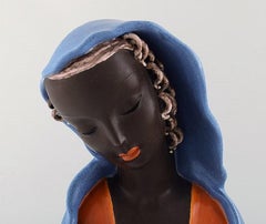 Goldscheider Art Deco Figure of Black Madonna in Glazed Ceramics, Austria