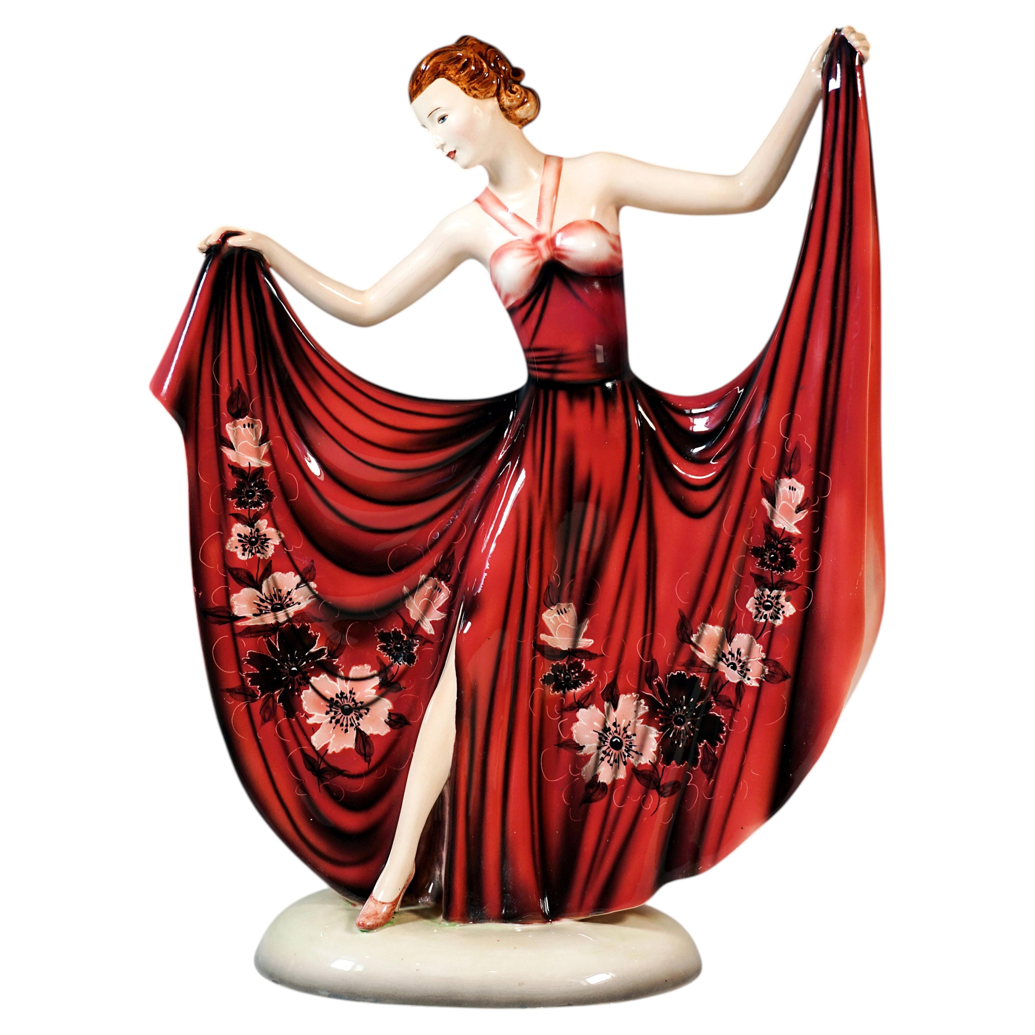 Goldscheider Art-Déco-Figur in Posing-Pose, Tanzstudie, Stephan Dakon, CIRCA 1937 im Angebot
