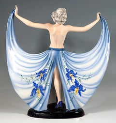 Goldscheider Art Déco Figure, Posing Revue Dancer, by Josef Lorenzl, circa 1940