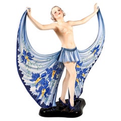 Goldscheider Art Déco Figure, Posing Revue Dancer, by Josef Lorenzl, circa 1940