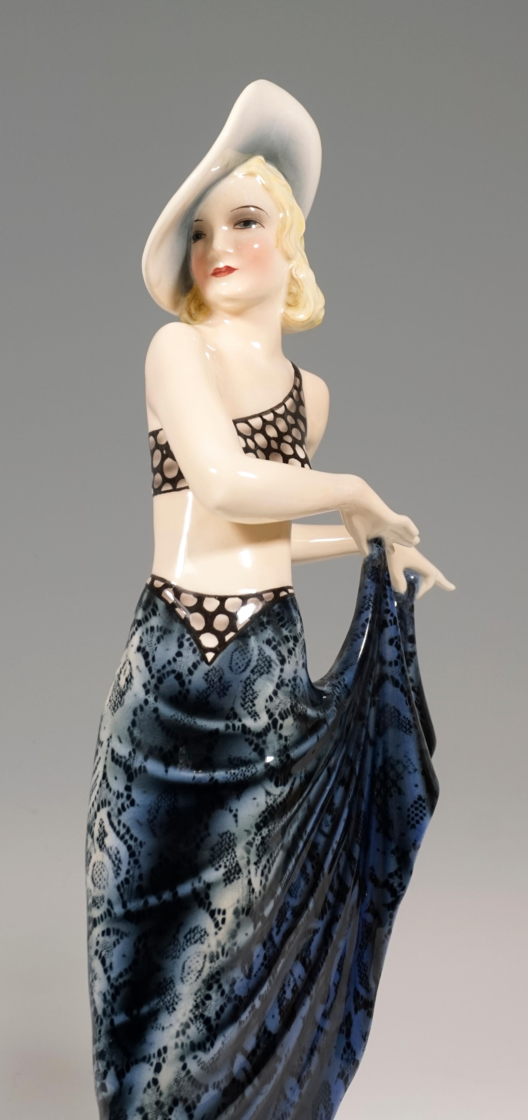 Hand-Crafted Goldscheider Art Déco Figurine 'Blonde Dream', by Stephan Dakon, ca 1935