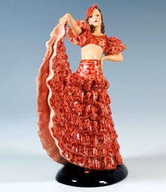 Goldscheider Art Déco Figurine 'Colette' 'Ruffle Dance', by Stephan Dakon, 1939