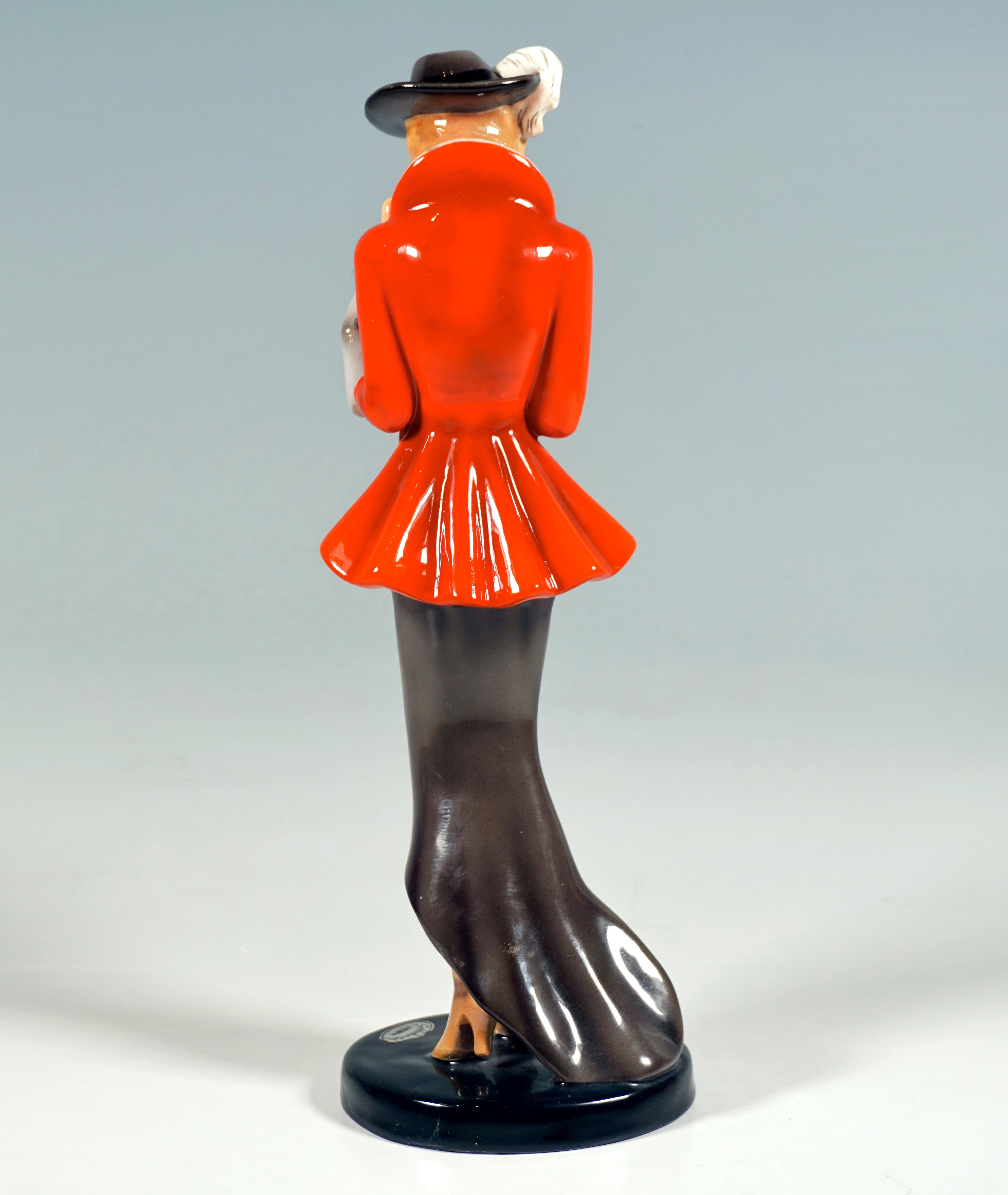 Austrian Goldscheider Art Deco Figurine, Lady in Riding Costume, by Claire Weiss, ca 1937 For Sale