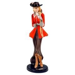 Goldscheider Art Deco Figurine, Lady in Riding Costume, by Claire Weiss, ca 1937