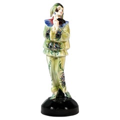 Goldscheider Art Déco Figurine 'Pierrette With Mask' by Dakon & Lorenzl, ca 1925