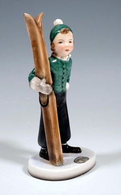 Goldscheider Art Déco Figurine 'Skigirl' by Stephan Dakon, ca 1936