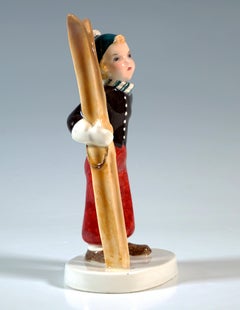 Goldscheider Art Déco Figurine, 'Skigirl', by Stephan Dakon, Circa 1939