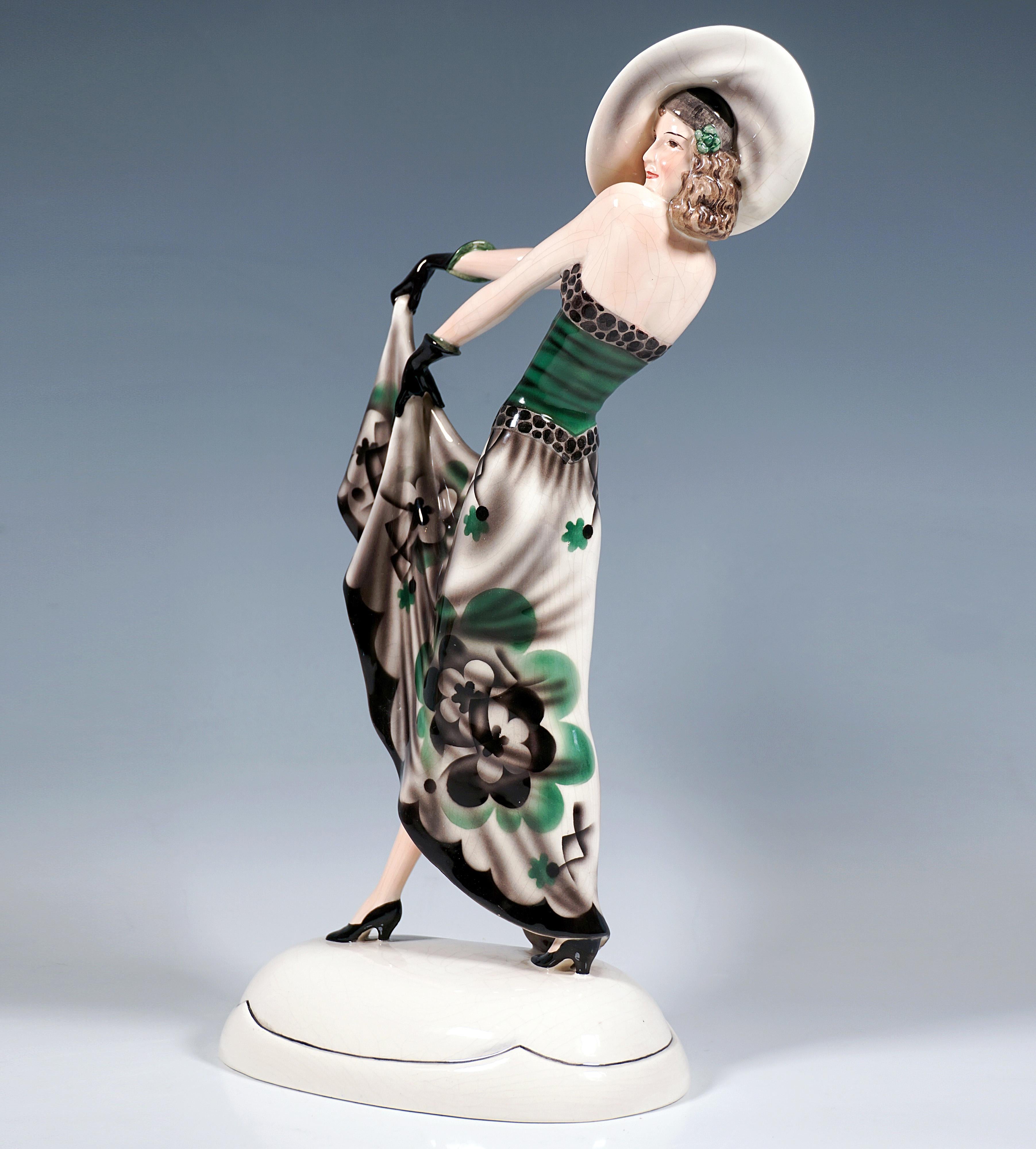 Hand-Crafted Goldscheider Art Déco Figurine 'The Blonde Dream', by Stephan Dakon, ca 1932 For Sale