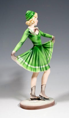 Goldscheider Art Deco Figurine 'The Ice Skater' by Stephan Dakon, circa 1937