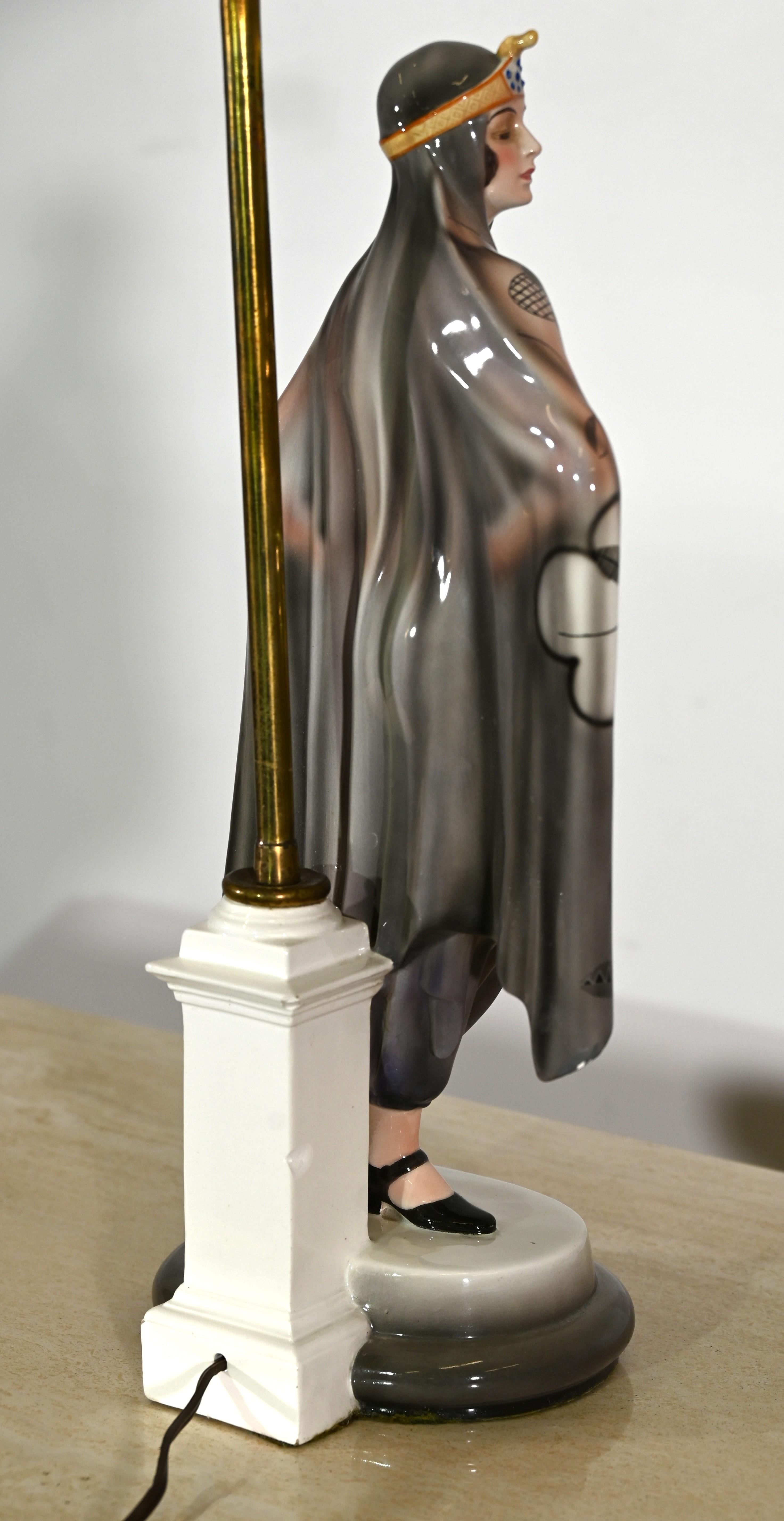 Goldscheider Art Deco Table Lamp by Josef Lorenzl, 1920s For Sale 1