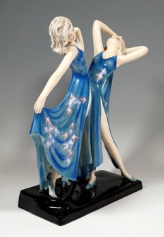 Goldscheider Art Déco Twin Dancers 'Dolly Sisters', by Stephan Dakon, ca 1937