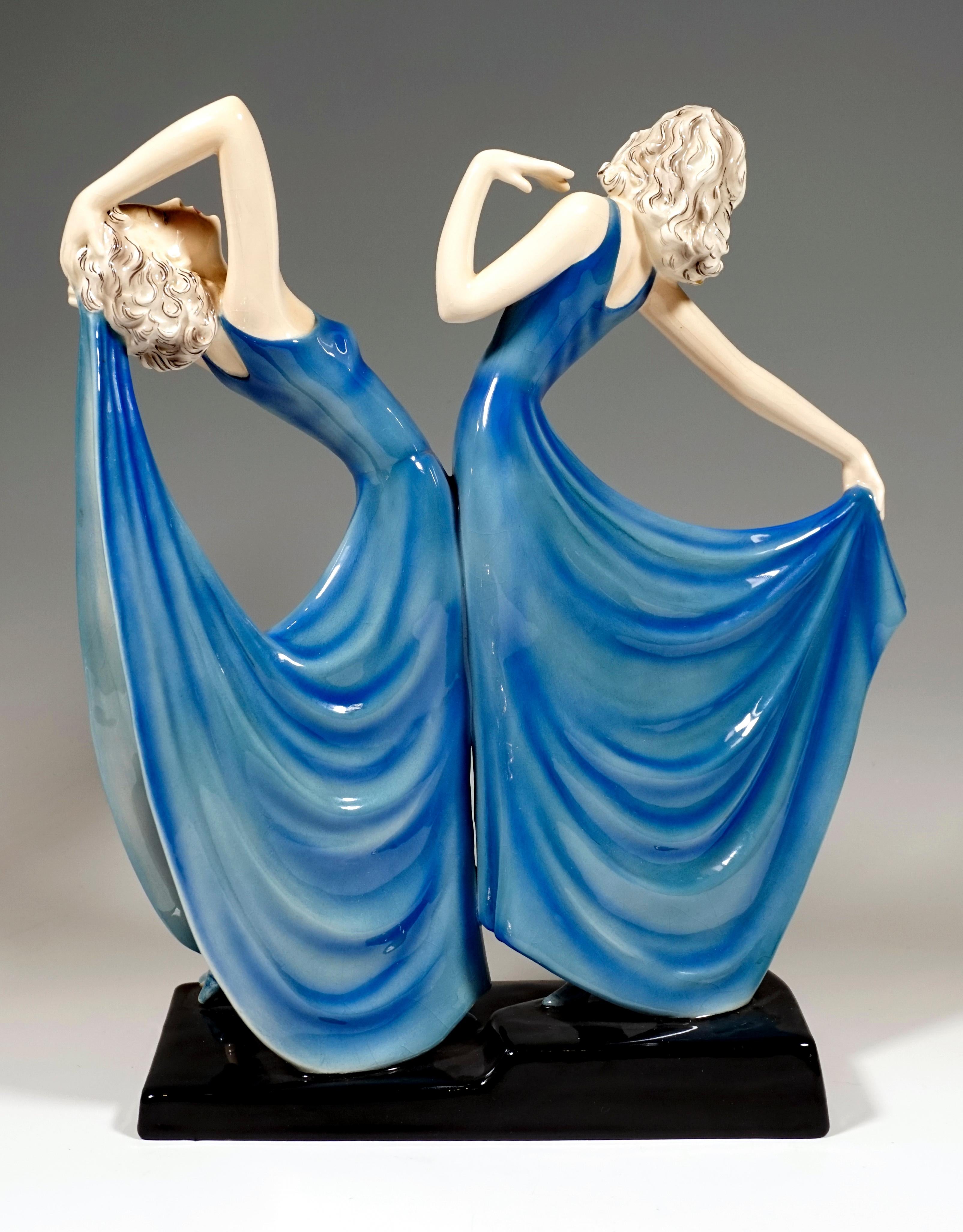 Art Deco Goldscheider Art Déco Twin Dancers 'Dolly Sisters', by Stephan Dakon, ca 1937