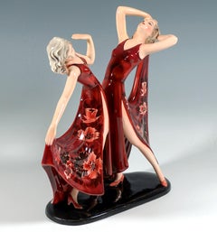 Goldscheider Art Déco Twin Dancers 'Dolly Sisters', by Stephan Dakon, ca 1939