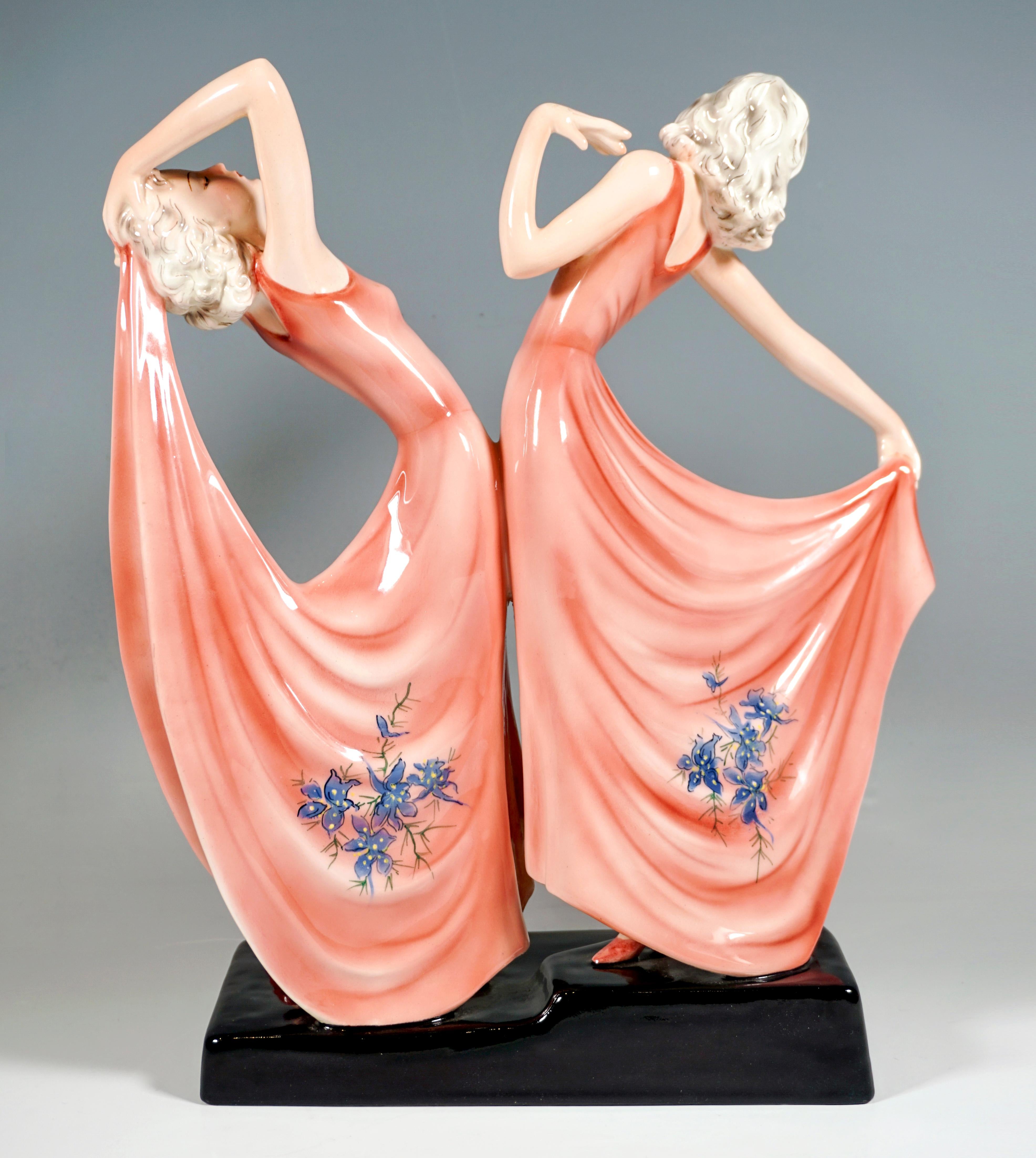 Art Deco Goldscheider Art Déco Twin Dancers 'Dolly Sisters', by Stephan Dakon, ca 1939 For Sale