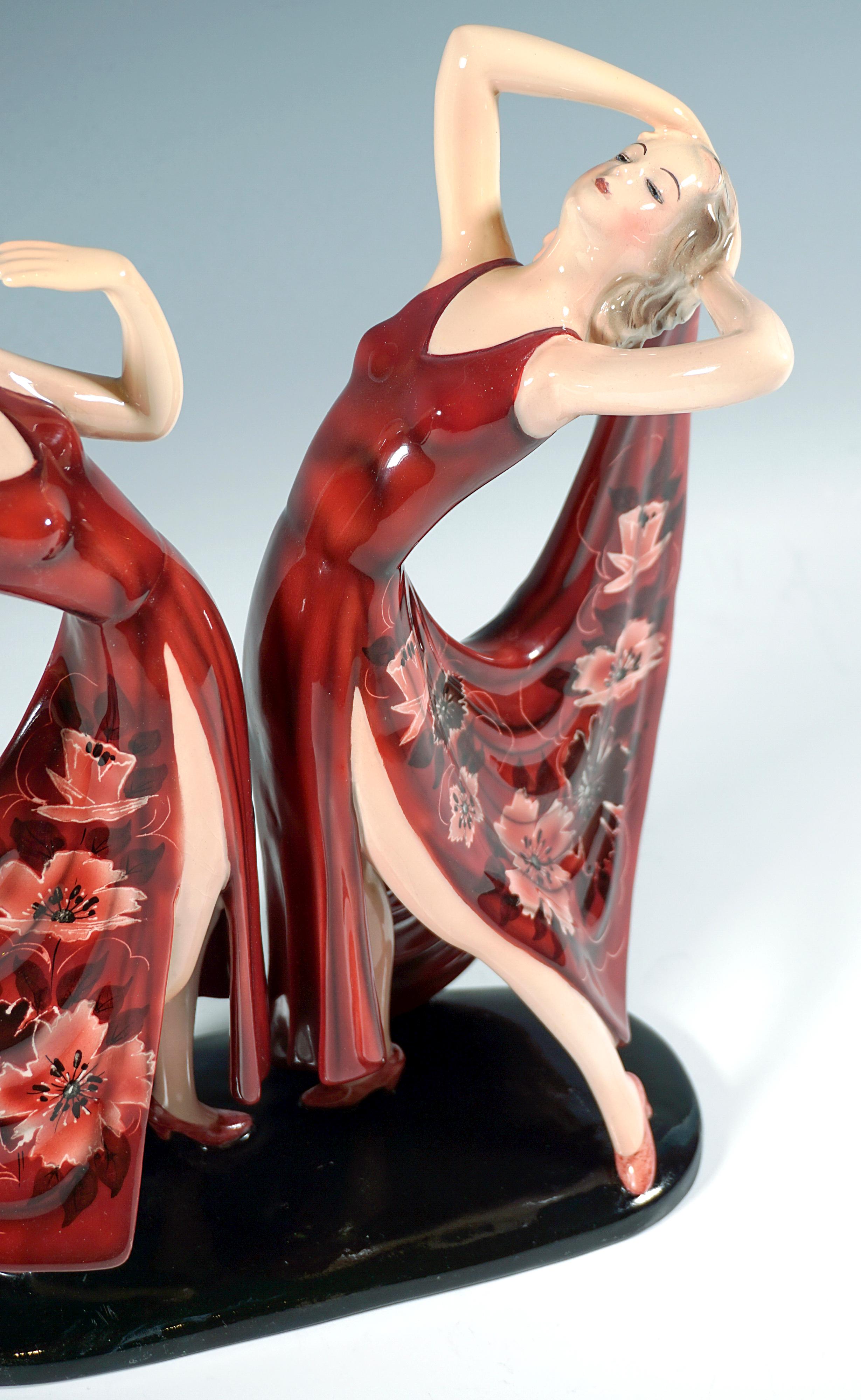 Ceramica Ballerine gemelle Goldscheider Art Déco 'Dolly Sisters', di Stephan Dakon, 1939 ca. in vendita